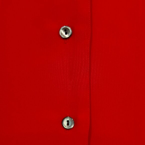 VTG 80s Alcott & Andrews Silk Blouse Red Button Up V-Neck Pockets Womens Size 4 - Picture 7 of 9